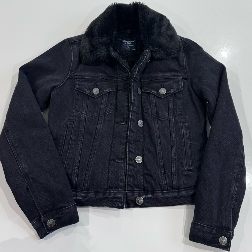 Abercrombie and Fitch Distressed Sherpa Lined Jean Jacket